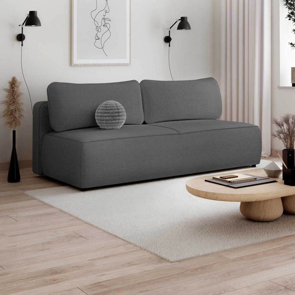SCHLAFSOFA Darling 2-Sitzer, mit Bettkasten, Dunkelgrau - Dunkelgrau, Textil (210/92/100cm) - Beautysofa