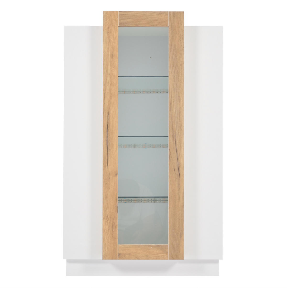 STANDVITRINE 74/40/120 cm weiß/natur aus Spanplatte mit LED - Weiß, Holzwerkstoff (74/120/40cm) - OKWISH