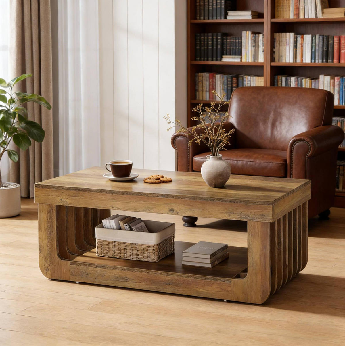 COUCHTISCH 120/60/45 cm braun aus MDF mit Ablageboden - Braun, Holzwerkstoff (60/120/45cm) - OKWISH