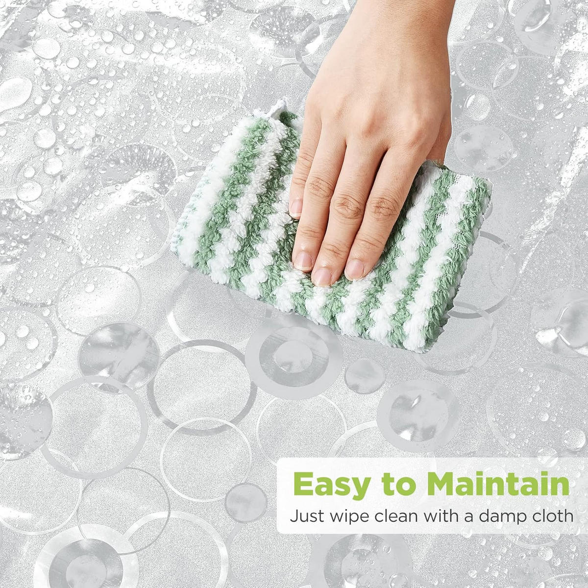 DUSCHVORHANG EVA transparent schimmelresistent wasserdicht mit Ringen - Transparent, Kunststoff (180/180cm) - MCBOSON