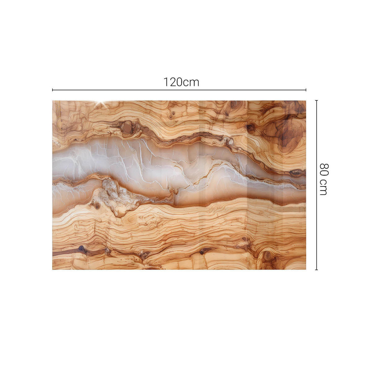 TISCHPLATTE 120x80 cm Naturholz mit Harzdetails - Beige, Glas (120/80/0.4cm) - TULUP