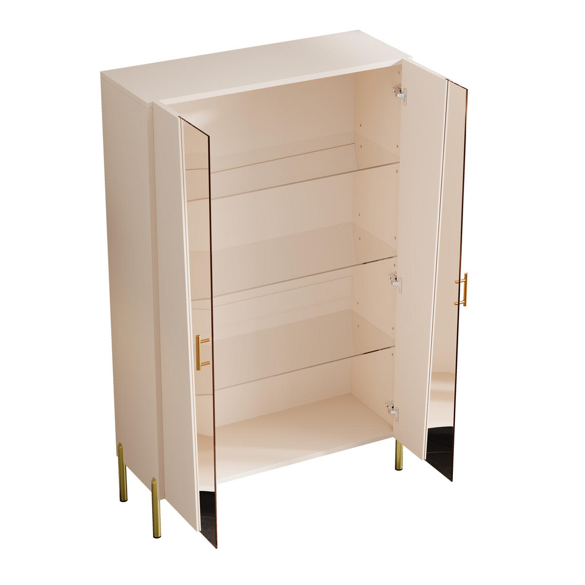 VITRINE 72x40x145 cm mit LED und Glastür - Beige, Holzwerkstoff (72/145/40cm) - FLIEKS