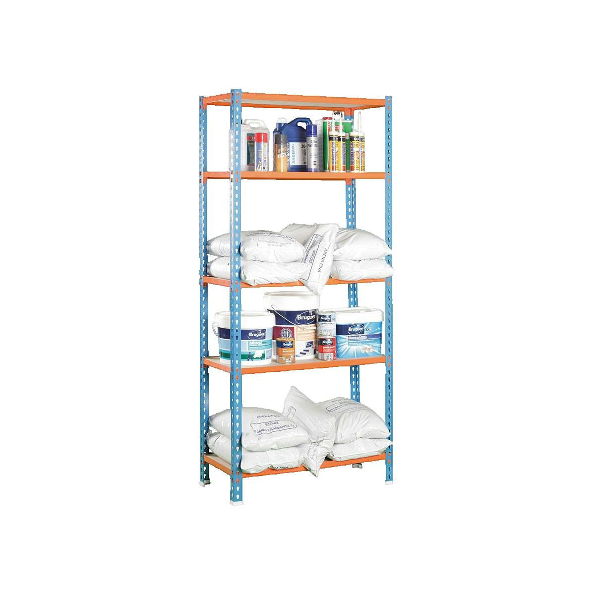 SCHWERLASTREGAL Big Muli HxBxT 200 x 120 x 50 cm 5 Fachböden Fachlast 200 kg Blau-Orange - Gelb, Metall (120/200/50cm) - PROREGAL
