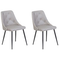 ESSZIMMERSTUHL 2er-Set Kunstleder Grau Valerie - Grau, Textil/Metall (49/81/59cm) - Beliani