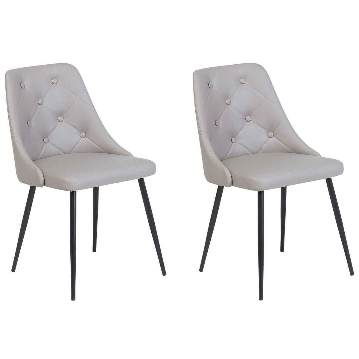 ESSZIMMERSTUHL 2er-Set Kunstleder Grau Valerie - Grau, Textil/Metall (49/81/59cm) - Beliani