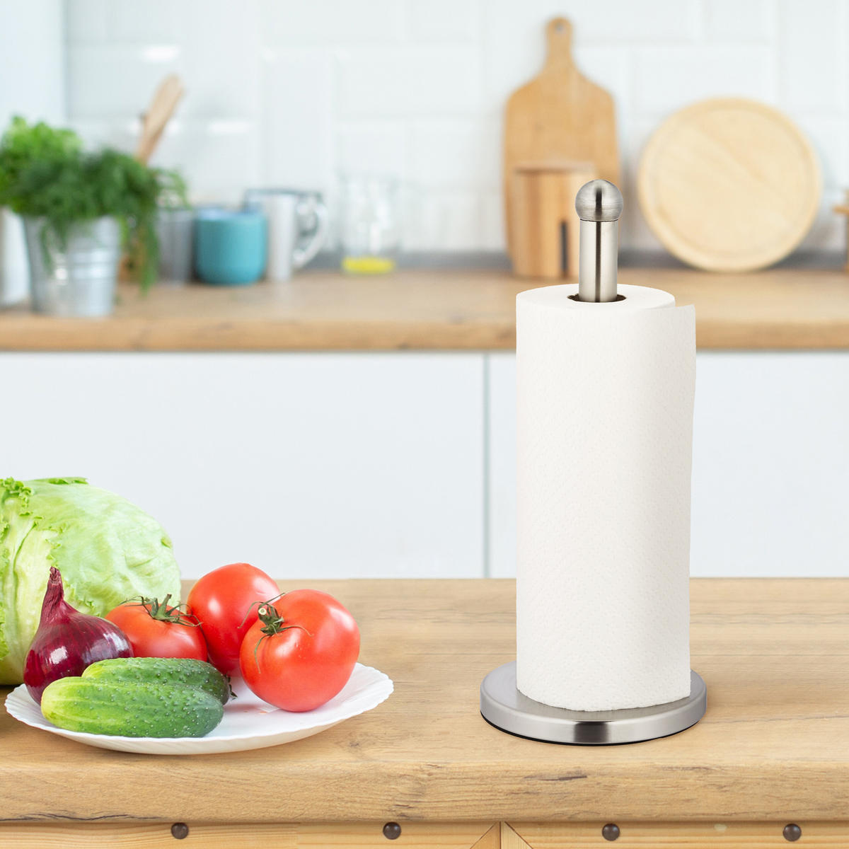 KÜCHENROLLENHALTER - Silberfarben, Metall (15/35/15cm) - Relaxdays