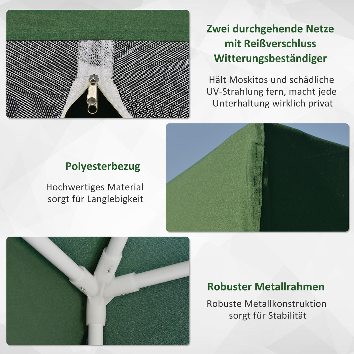 GARTENPAVILLON Metall+Polyester Grün - Grün, Kunststoff/Metall (300/245/300cm) - Outsunny