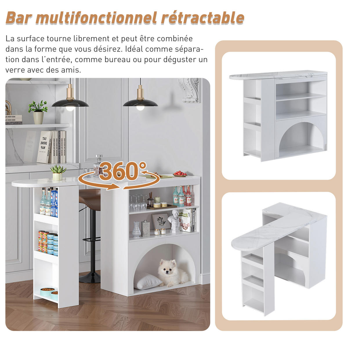 SIDEBOARD, 120 x 40 x 100 cm, Weiß, MDF - Weiß, Holzwerkstoff (120/100/40cm) - SONNENH