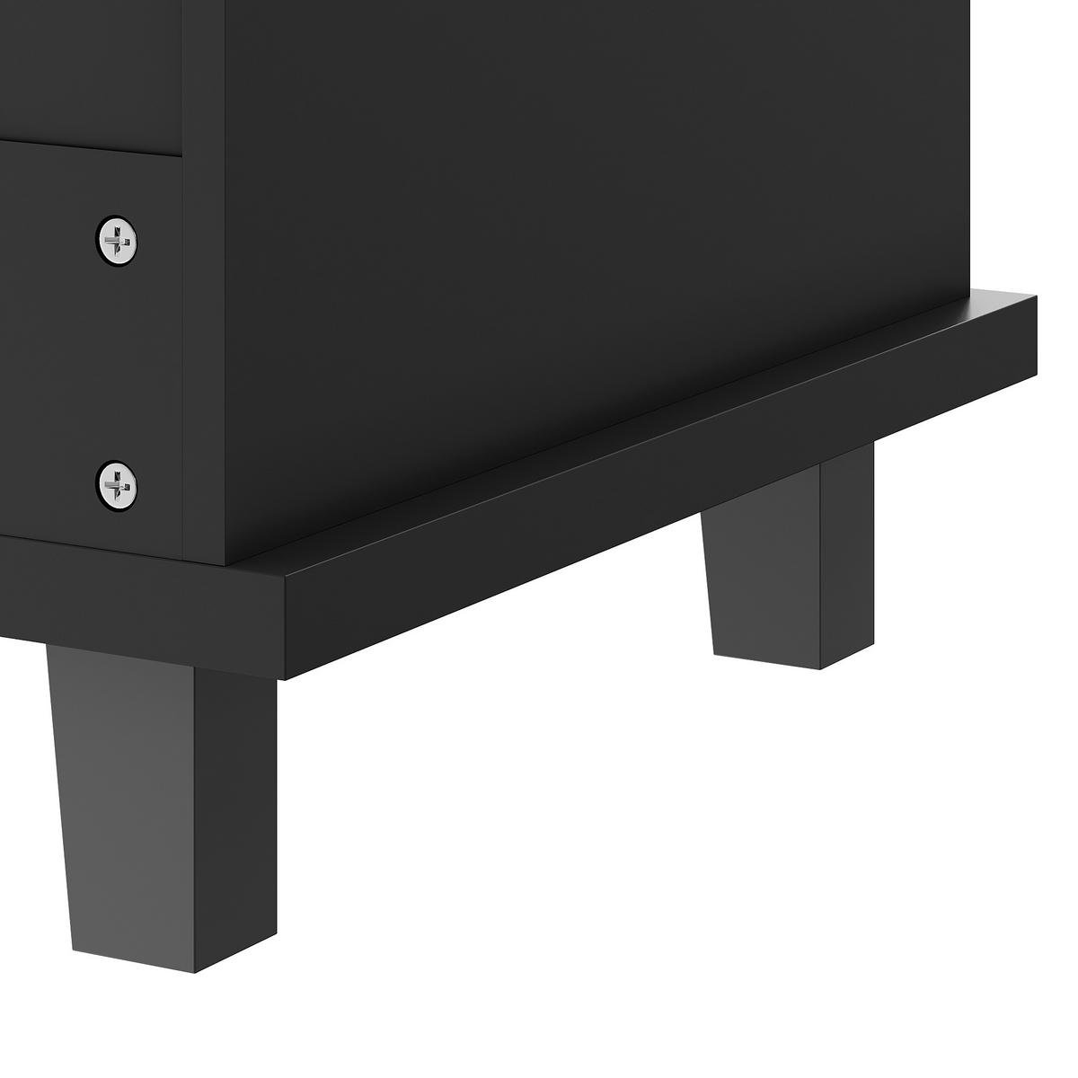 KÜCHENSCHRANK mobil 129x46x96cm Schwarz mit Schubladen & 5 Rädern - Schwarz, Holzwerkstoff (129/96/46cm) - Modfu