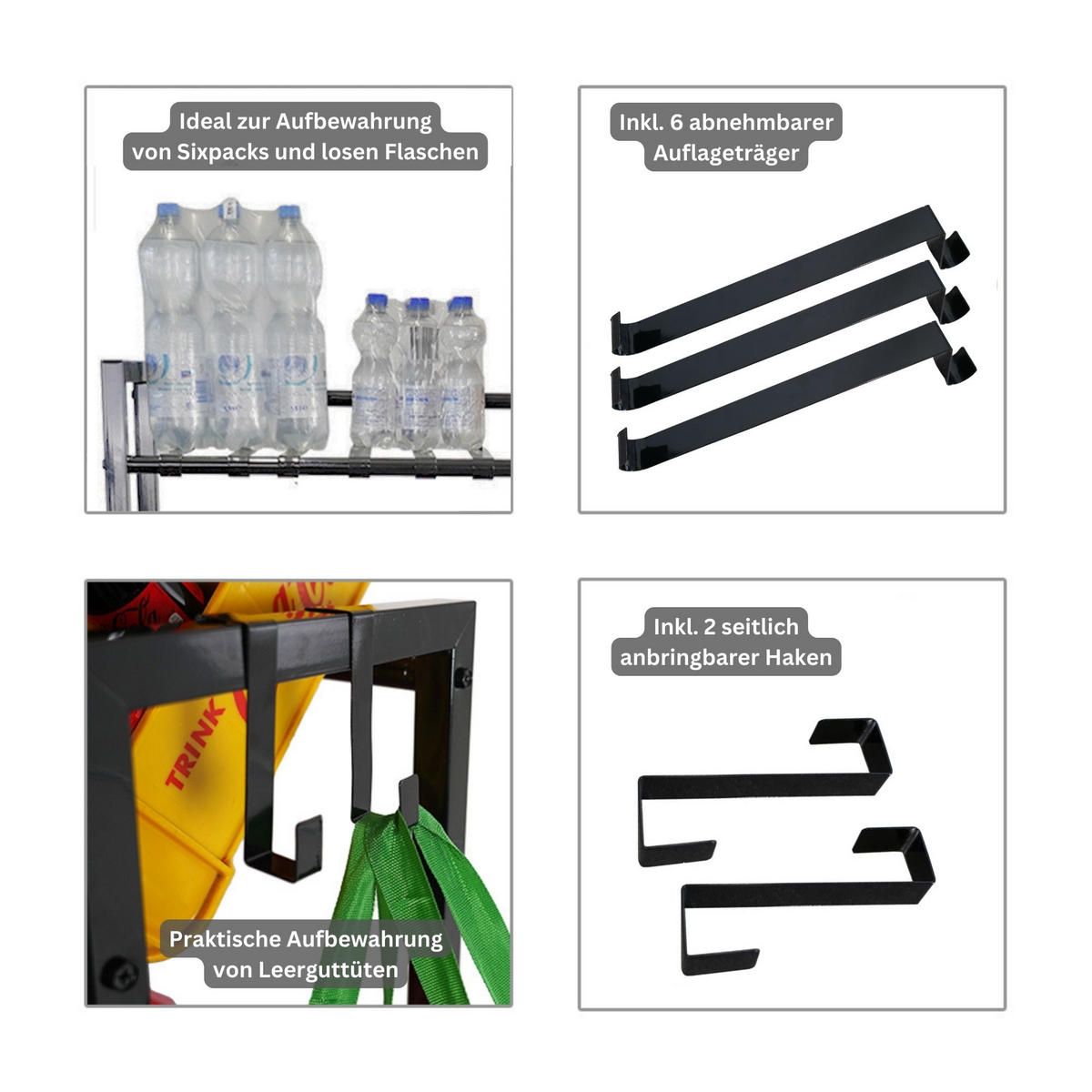 GETRÄNKEKISTENREGAL Königssee XL PLUS mit Auflageträger 137x105x32 9 Kisten auf 3 Ebenen Schwarz - Schwarz, Metall (105/137/32cm) - PROREGAL