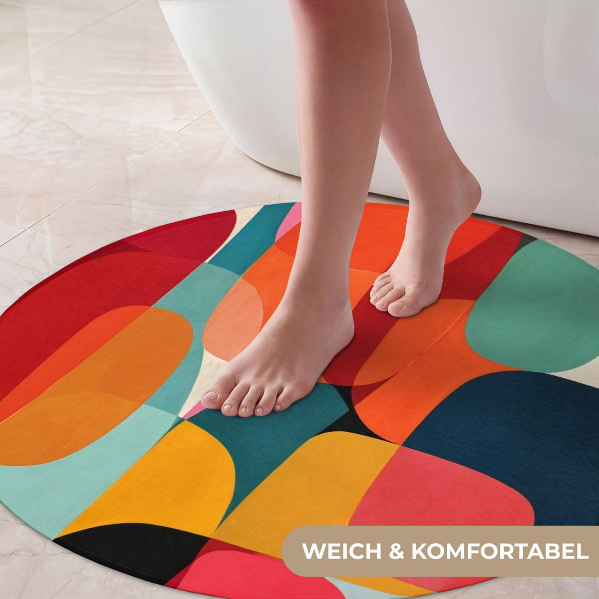 KOUPELNOVÁ PŘEDLOŽKA Tvary - barevné - abstraktní - letadla 70x70 cm - různobarevná, textil/plast (70/70cm) - OnlyWow