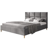 POLSTERBETT LUX Roma mit Kopfteil, 120 x 200 cm, Doppelbett mit Lattenrost aus Holz, Strukturstoff Grau, Füße in Farbe: Braun - Grau, Holz/Textil (120/200cm) - Alpi-Möbel