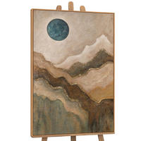 GEMÄLDE Smaragdgrüne Sonne Schattenfugenrahmen Eichefarben 120x80 cm - Eichefarben, Holz (120/80cm) - YS-art gallery