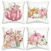 ZIERKISSENBEZUG 4er Set 45 x 45 cm Rosa Kürbis Blumen - Rosa, Textil (45/45cm)
