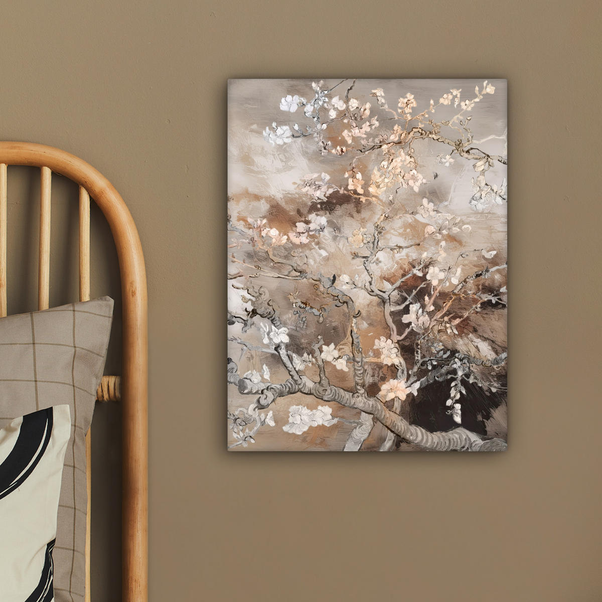 LEINWANDBILD Mandelblüte - Kunst - Van Gogh - Beige - Abstrakt 30x40 cm - Braun, Textil (30/40cm) - MuchoWow