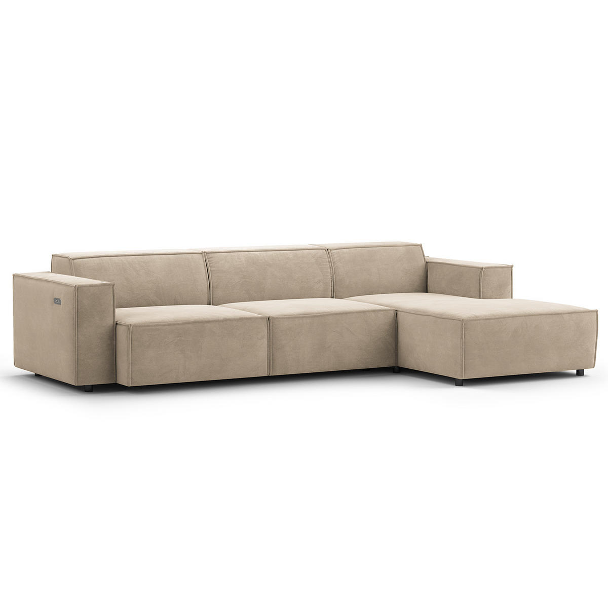 ECKSOFA mit Longchair - Beige/Schwarz, Kunststoff/Textil (294/177cm) - home24