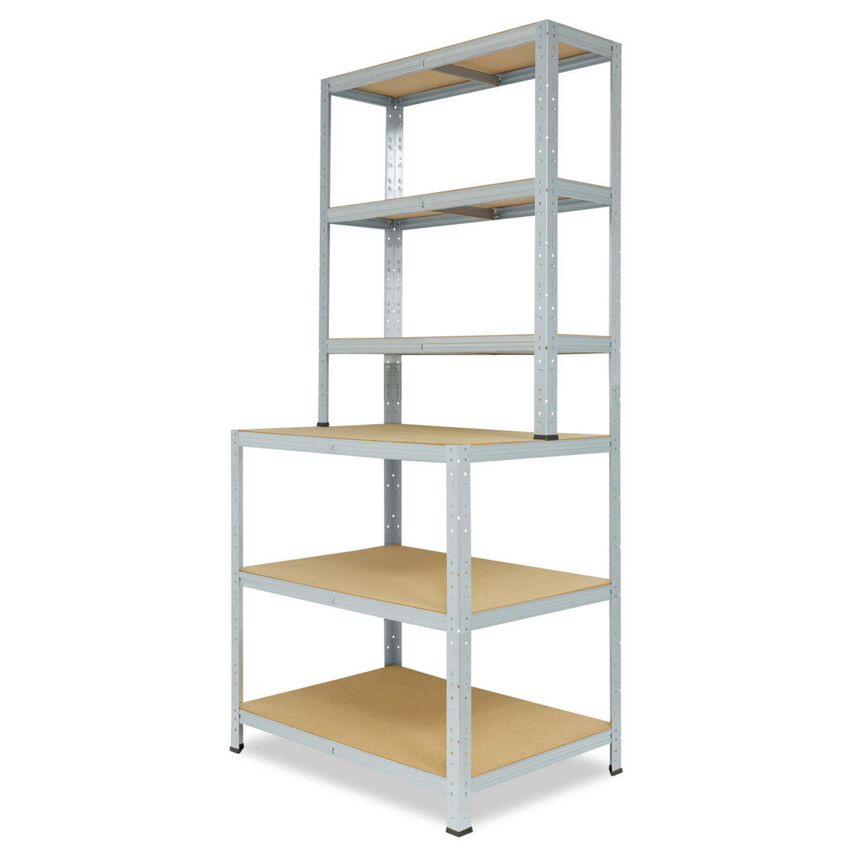 WERKBANK Regal HOME 190x80x60 cm in verzinkt mit 6 Böden und 145 kg Traglast pro Boden - Silberfarben, Metall (80/190/60cm) - shelfplaza