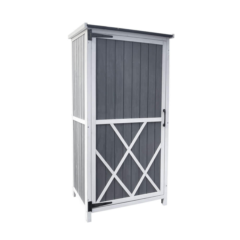 GARTENSCHRANK AUS HOLZ YANA - L - Grau, Holz (69/134/52cm) - Home Deluxe