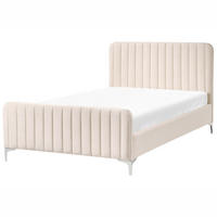 BETT mit Lattenrost 120/200 cm Hellbeige Lunan - Beige/Silberfarben, Textil (120/200cm) - Beliani