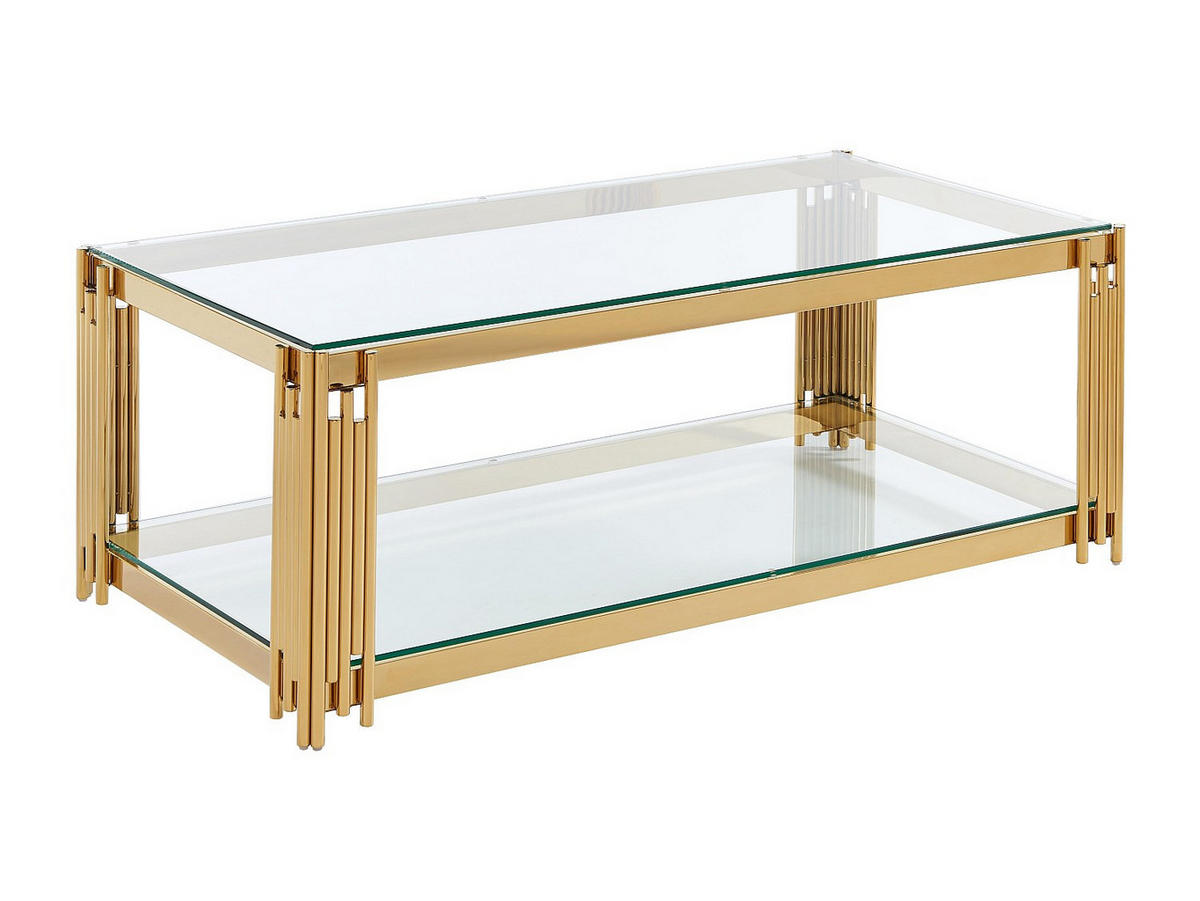 COUCHTISCH - 123.5 cm x 63.5 cm - Glas - Goldfarben - NOMELANO - Goldfarben, Glas (63.5/123.5/45.5cm) - Vente-Unique