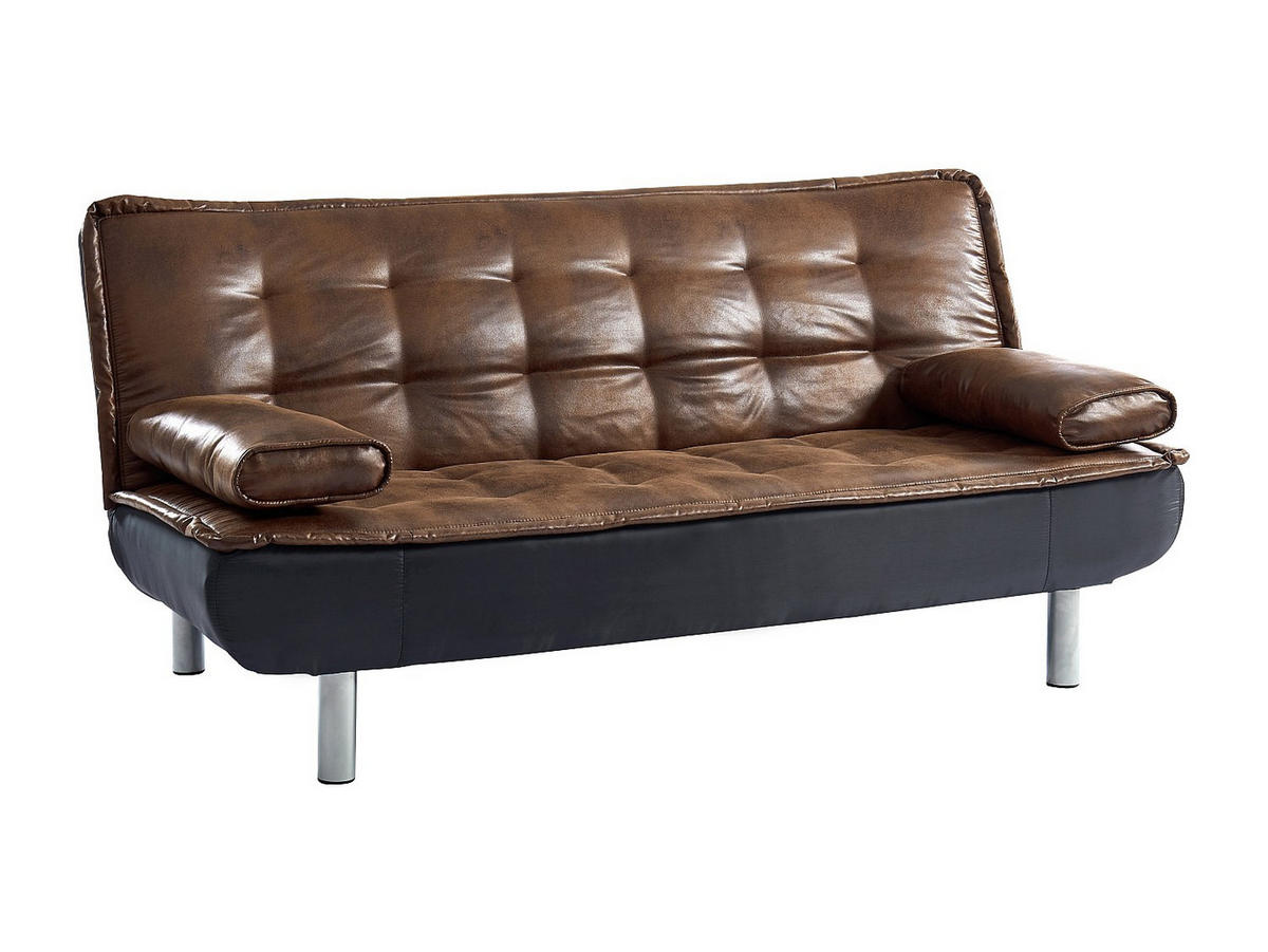 SCHLAFSOFA Klappsofa - Microfaser - MISHAN - Braun, Textil (190/89/96cm) - Vente-Unique