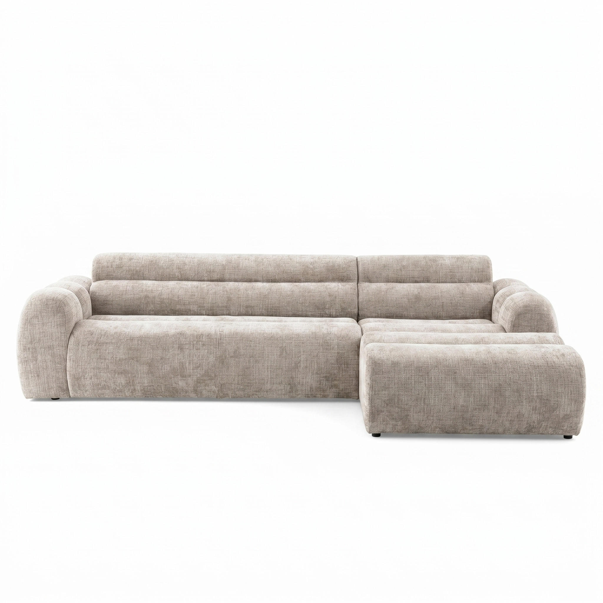 4-SITZER modulares Ecksofa VEER SET 1 Rechts, 298 x 175 cm, Chenille Webstoff Beige - Beige/Schwarz, Holz/Kunststoff (175/298cm) - Muffo