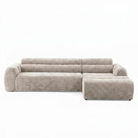4-SITZER modulares Ecksofa VEER SET 1 Rechts, 298 x 175 cm, Chenille Webstoff Beige - Beige/Schwarz, Holz/Kunststoff (175/298cm) - Muffo