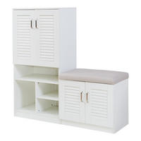 SCHUHSCHRANK Løten mit Sitzbank - Grau, Holzwerkstoff/Kunststoff (120/120/36.5cm) - [en.casa]