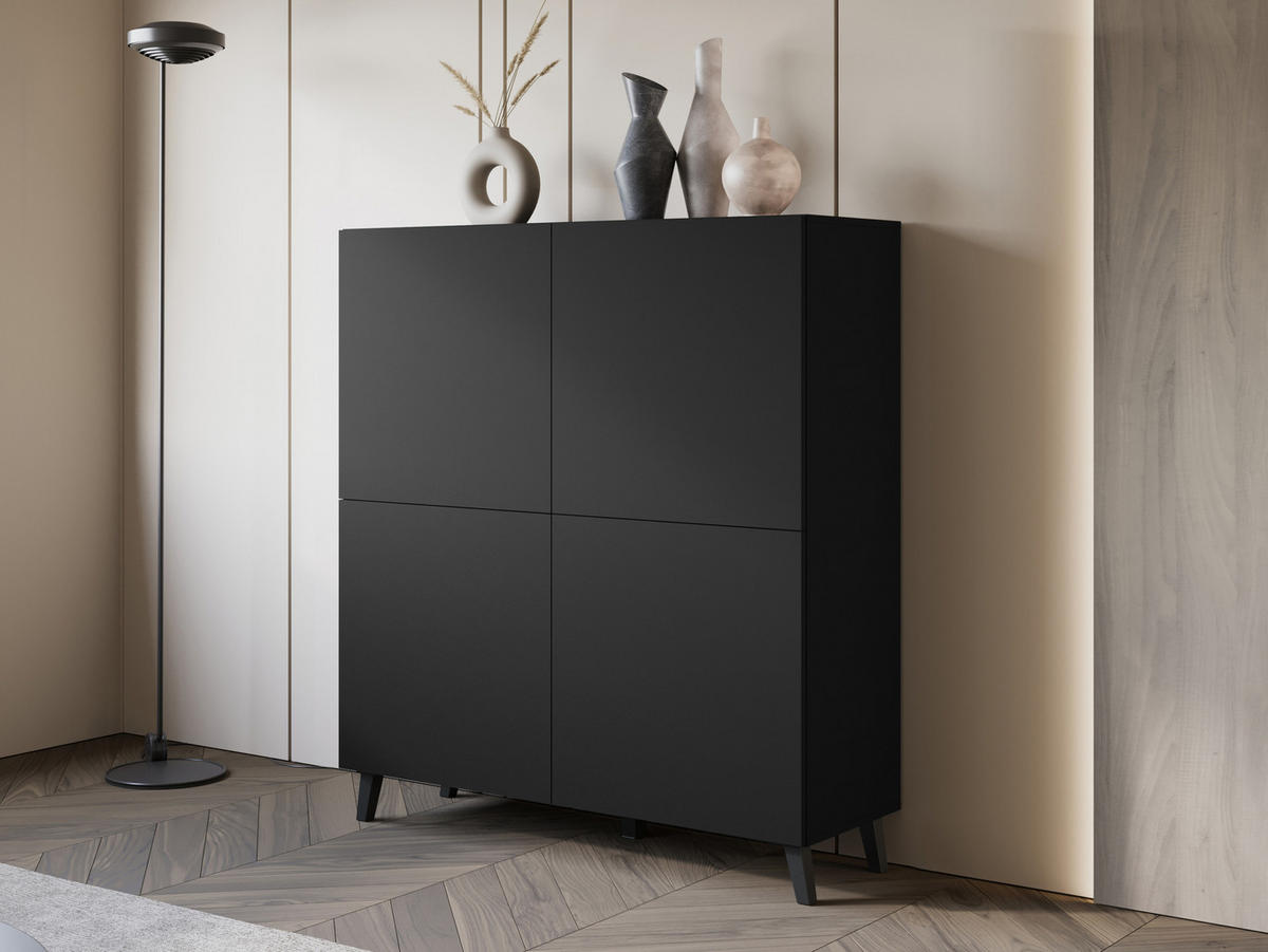 HIGHBOARD Phuket 120 - Schwarz/Graphitfarben, Holzwerkstoff/Kunststoff (120/130/39cm) - MIRJAN24