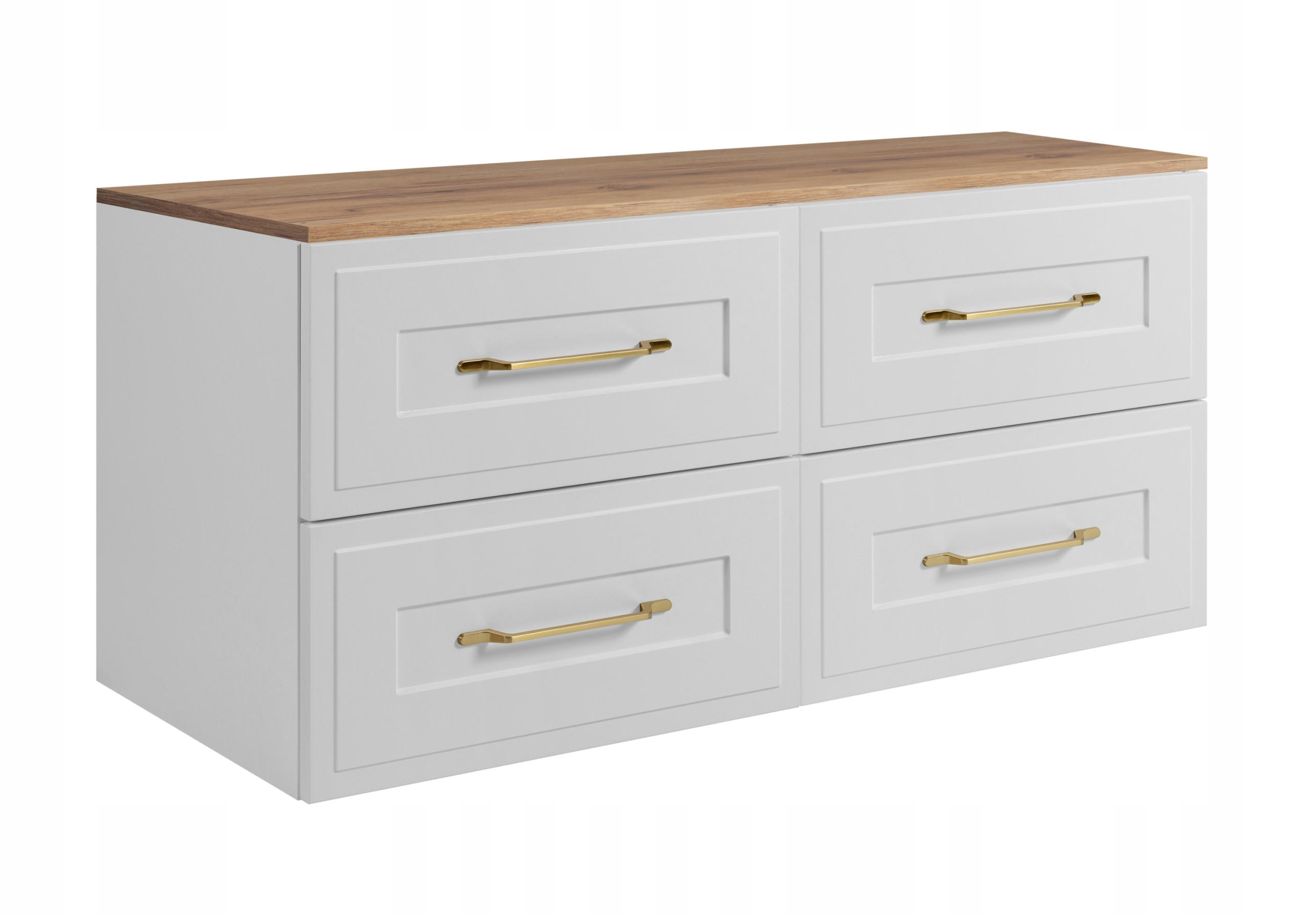 WASCHBECKUNTERSCHRANK CLASSIC 120 cm mit Arbeitsplatte Mattweiß - Eichefarben/Weiß, Holzwerkstoff (120/58/46cm) - Rodan