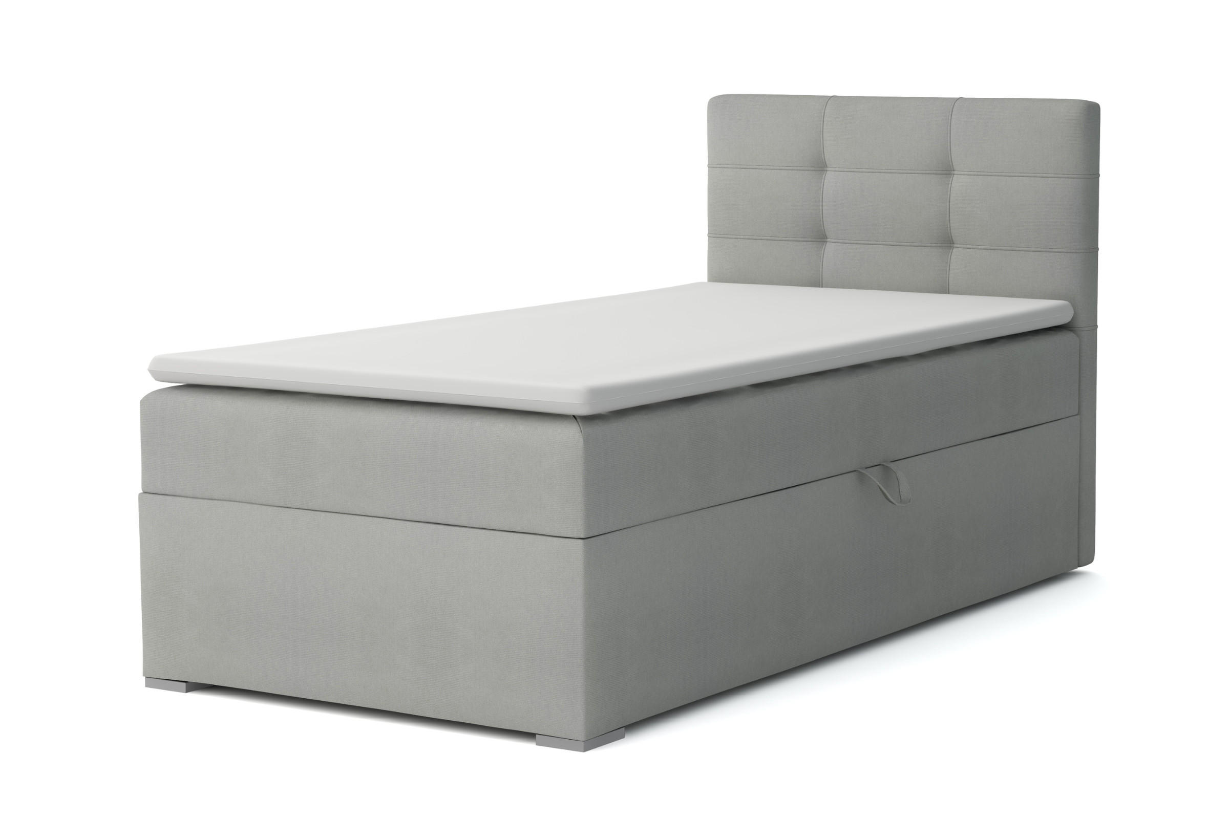 BOXBETT FLO 90/200 in Velours Hellgrau rechts H4 - Hellgrau, Holz/Holzwerkstoff (90/200cm) - Deine Möbel 24