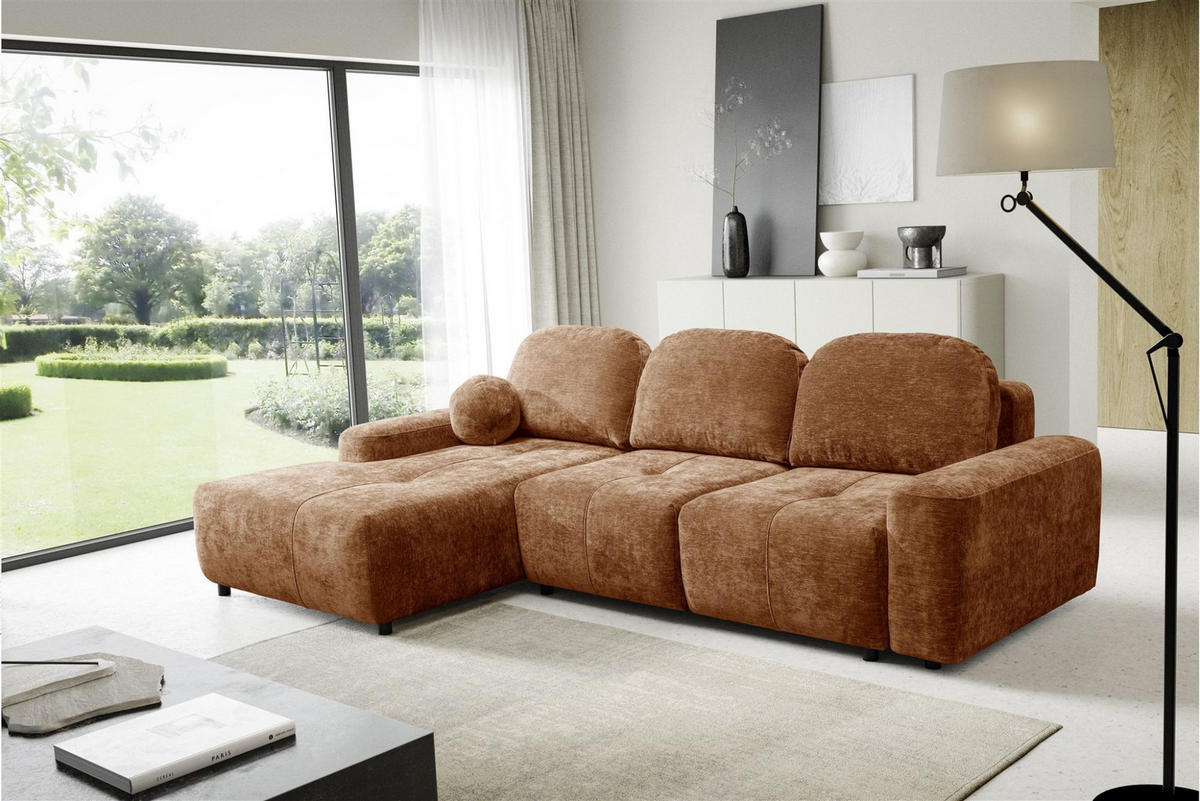 ECKSOFA Argos In Vibe - Rotbraun, Holzwerkstoff/Textil (170/267cm) - Fun Möbel
