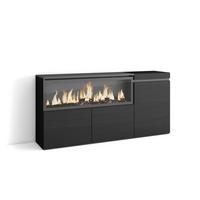 SIDEBOARD Highboard, Elektrokamin XXL, schwarz, 158/35/75cm - Multicolor/Schwarz, Holzwerkstoff (158/75/35cm) - Skraut Home
