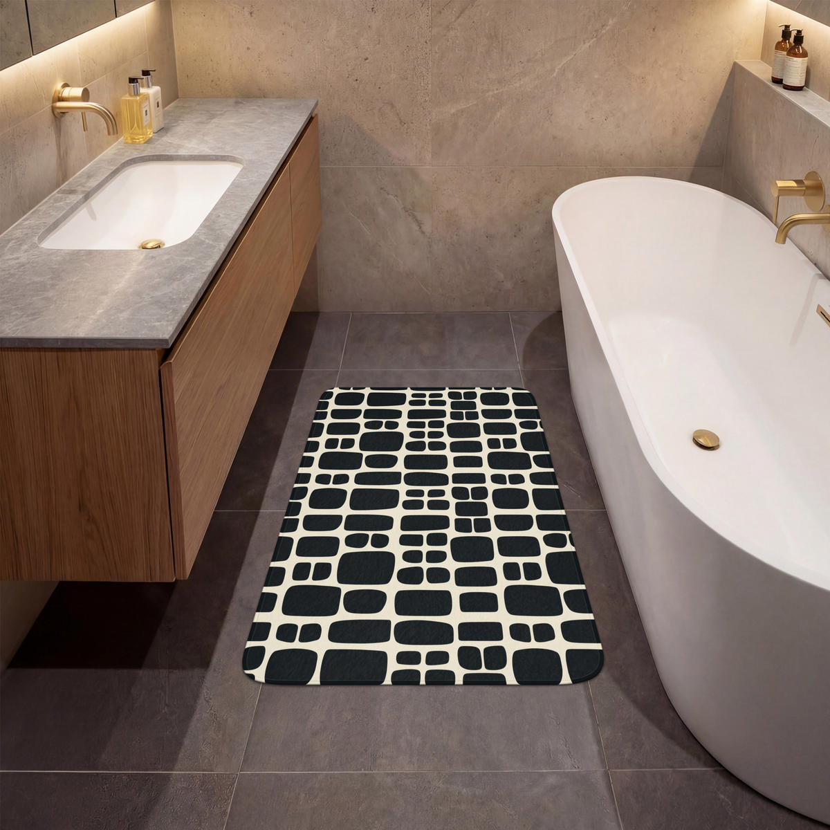 KOUPELNOVÁ PŘEDLOŽKA Moderní - organické - černé 60x90 cm - antracitová, textil/plast (60/90cm)