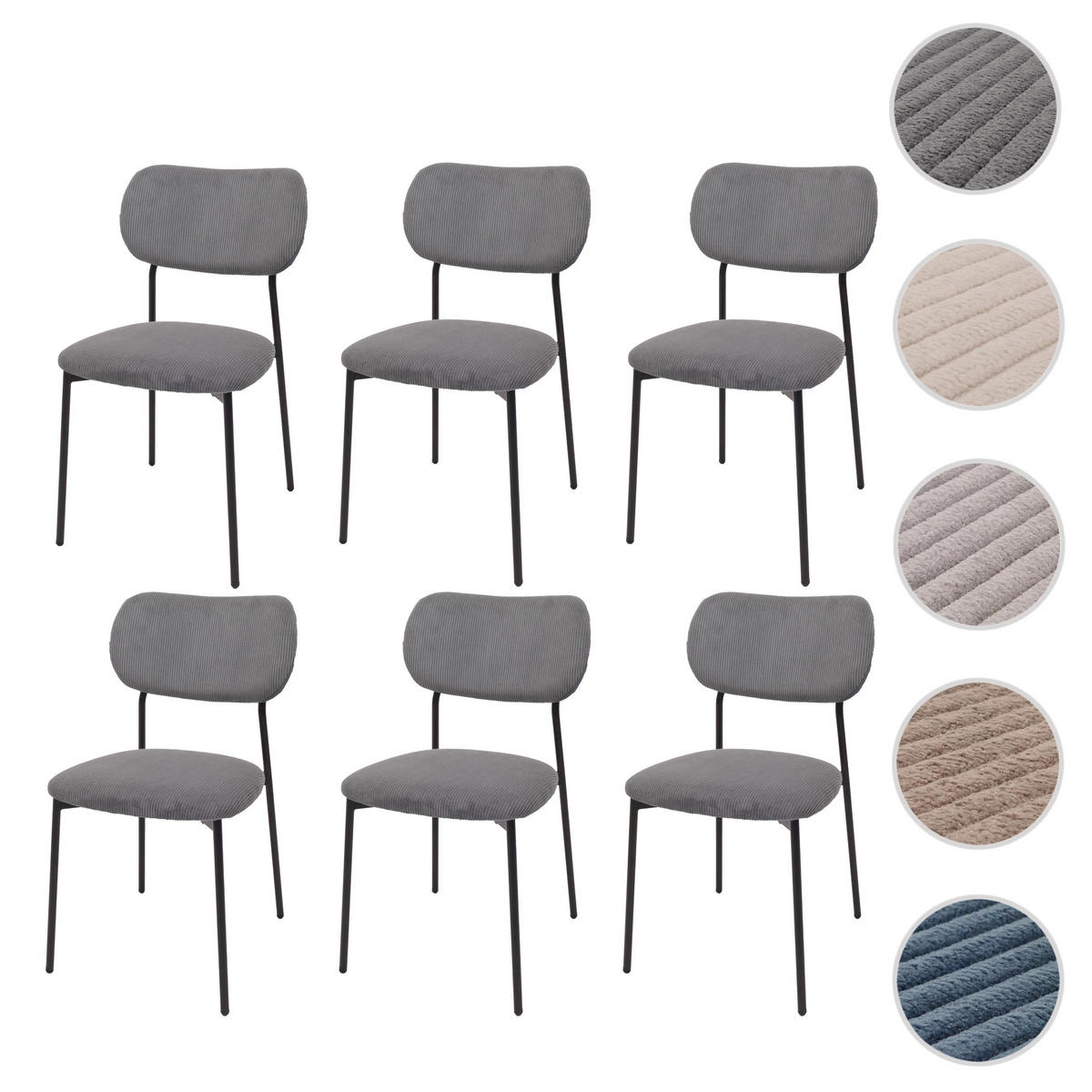 ESSZIMMERSTUHL Grau 6er-Set - Grau, Textil (44/83/52cm) - MCW