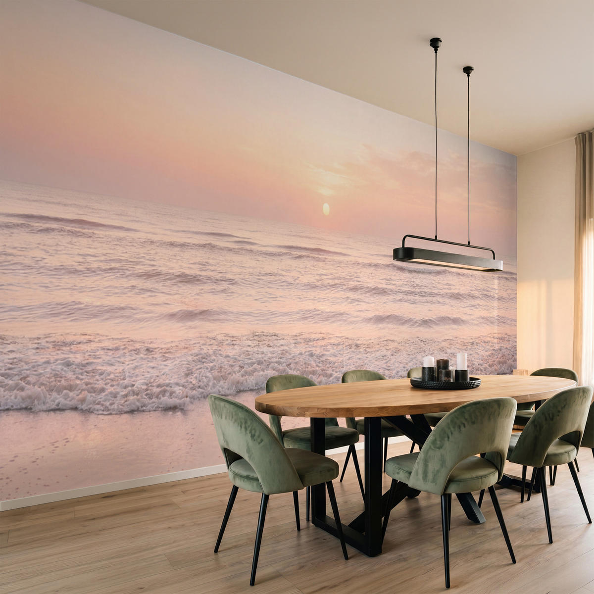 TAPETE - Sonne - Strand - Rosa - 500x200 cm - Hellrosa, Papier (500/200cm) - OnlyWow