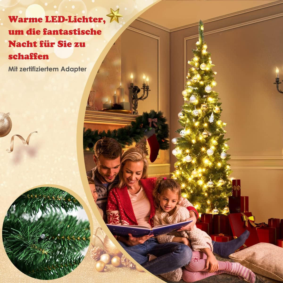 WEIHNACHTSBAUM Grün - Grün, Kunststoff (225cm) - COSTWAY