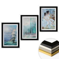 WANDBILDER 3er-Set - 20x30 cm Schwarzer Rahmen - Abstrakte Tänzerin auf dem Schiffsmeer - Schwarz, Kunststoff (20/30cm) - ArtPrintCave