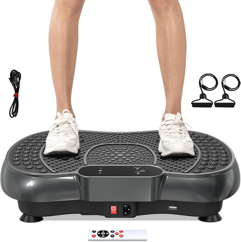 VIBRATIONSPLATTE für Zuhause – 99 Intensitätsstufen, Ganzkörpertraining, Muskelaufbau - Schwarz, Kunststoff (43/19/59cm) - Kaket