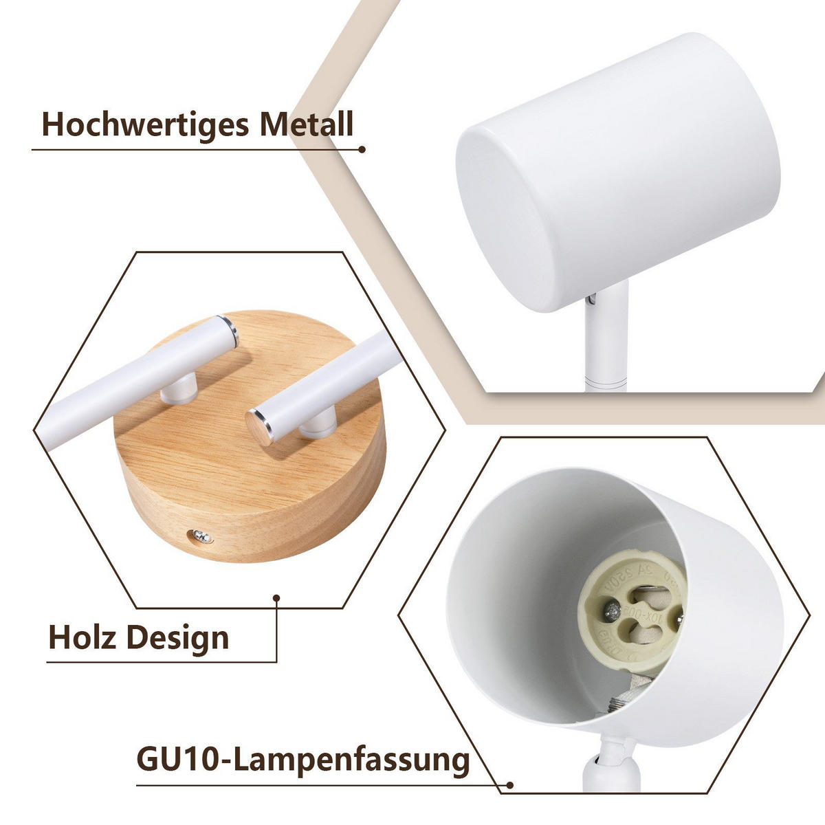STRAHLER Hersfeld 4-flammig 71/6.5/16.5 cm - Weiß, Metall (71/6.5/16.5cm) - Nettlife