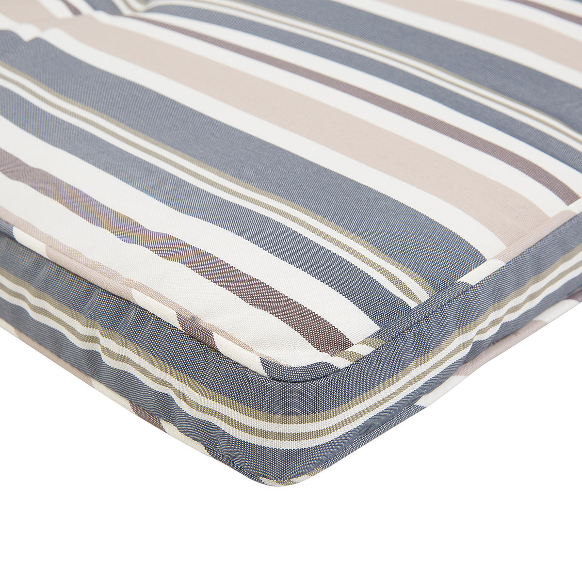 GARTENLIEGE Dunkelbraun Auflage dunkelblau-beige gestreift Amantea - Blau/Dunkelbraun, Holz (64/35/196cm) - Beliani