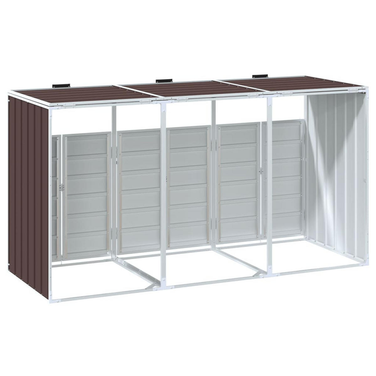 MÜLLTONNENBOX für 3 Tonnen, 216/81/115 cm, aus Stahl, Braun - Braun, Metall (81/115/216cm) - vidaXL