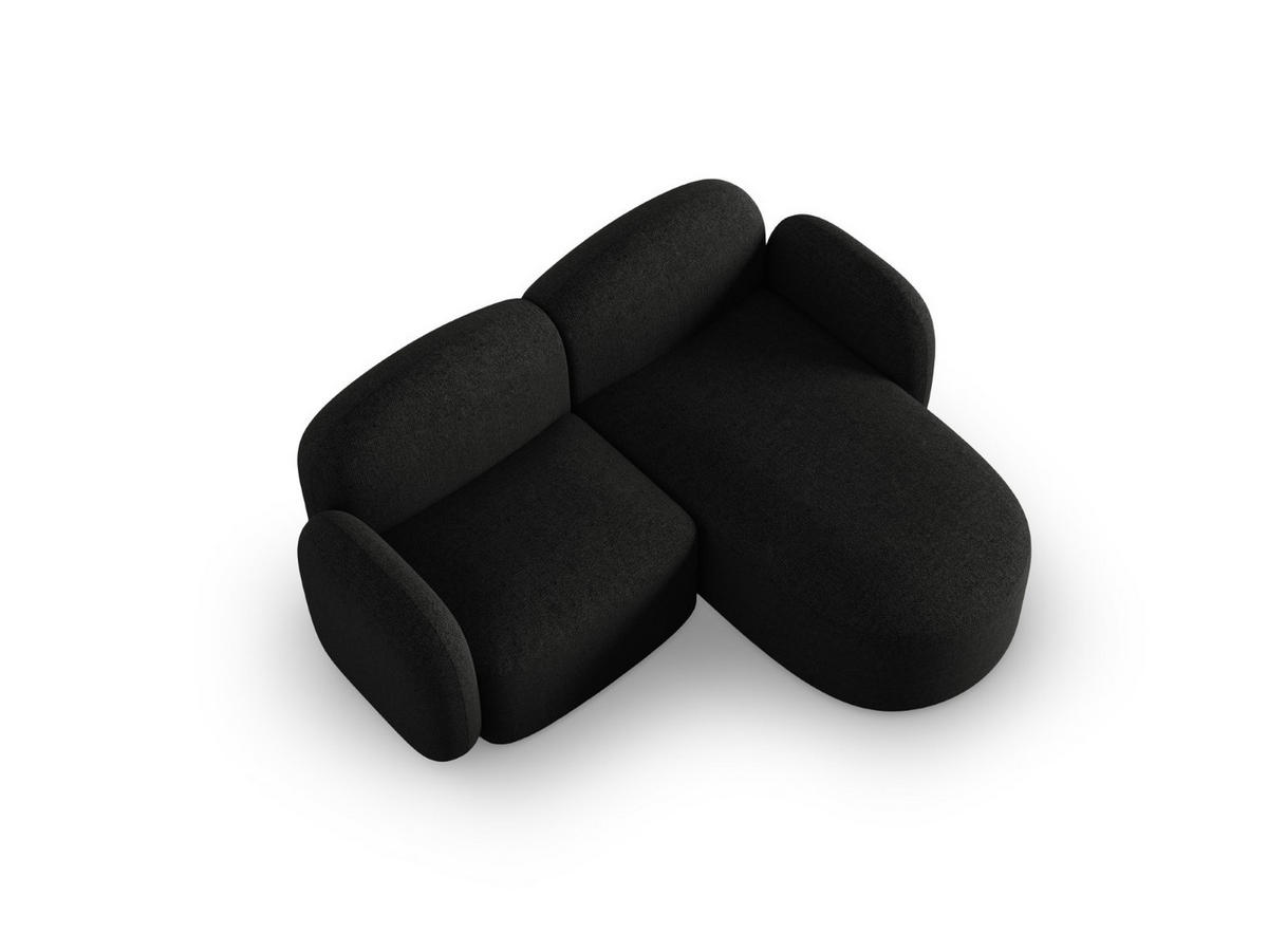 ECKSOFA rechts Blair aus Chenille-Stoff mischung schwarz 3 Sitzplätze - Schwarz, Textil (155/194cm) - Micadoni