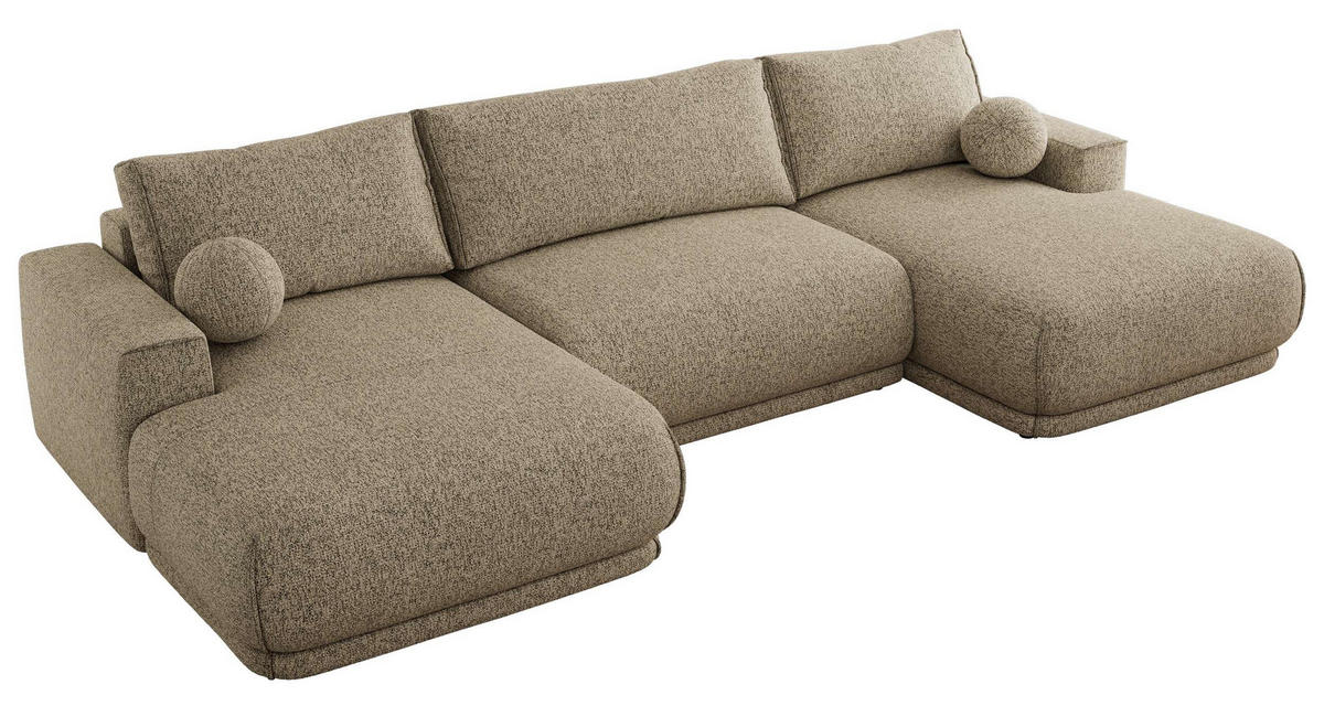 SEDACIA SÚPRAVA RINA U Tmavobežová Štruktúra - čierna/béžová, textil/plast (360/85/170cm) - MKS