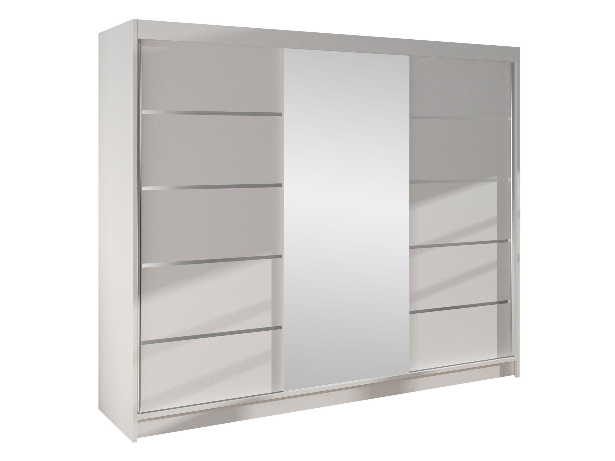 SCHWEBETÜRENSCHRANK Derby VI - Weiß, Holzwerkstoff/Metall (200/215/58cm) - MIRJAN24