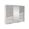 SCHWEBETÜRENSCHRANK Derby VI - Weiß, Holzwerkstoff/Metall (200/215/58cm) - MIRJAN24
