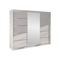 SCHWEBETÜRENSCHRANK Derby VI - Weiß, Holzwerkstoff/Metall (200/215/58cm) - MIRJAN24
