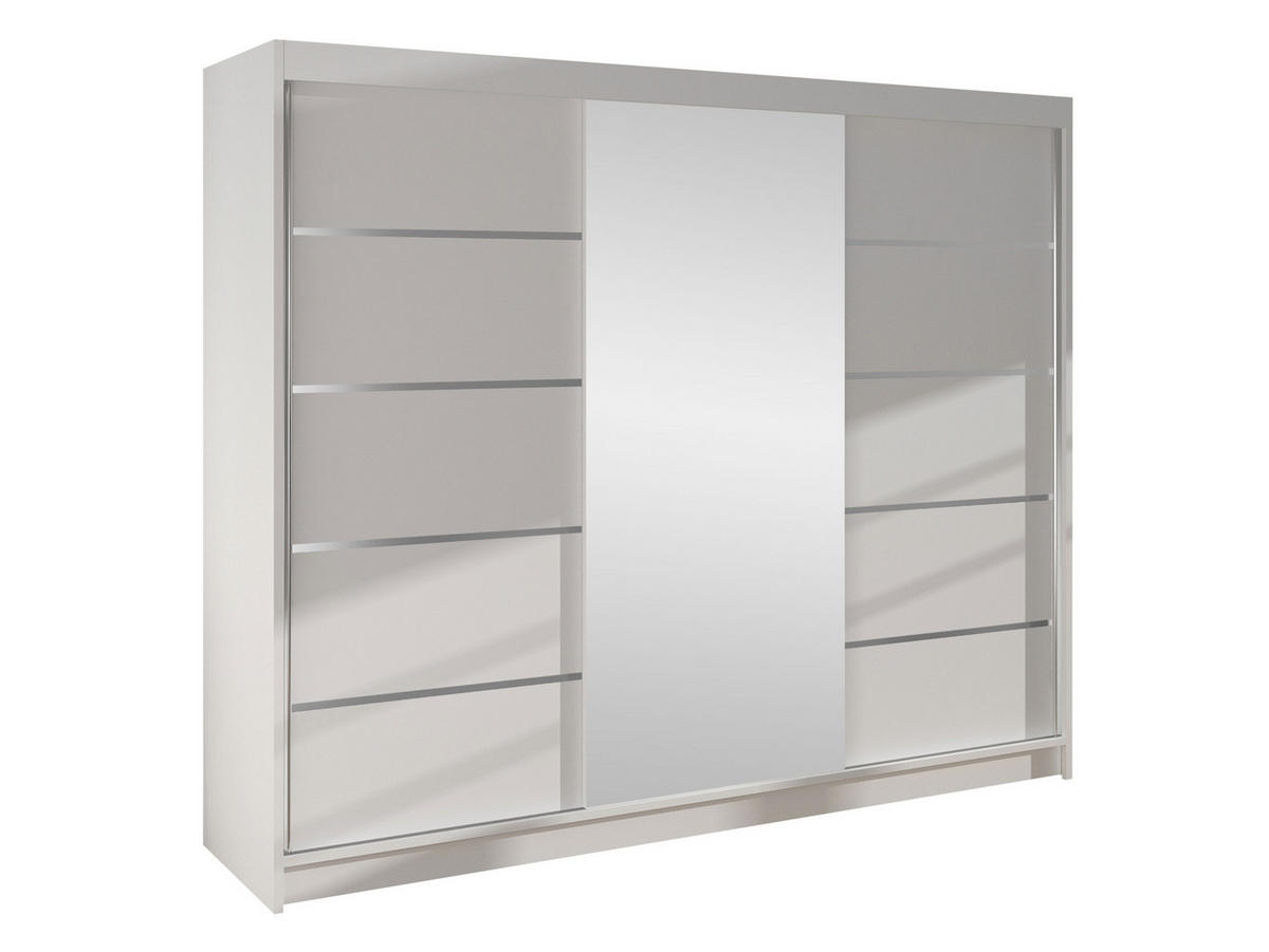 SCHWEBETÜRENSCHRANK Derby VI - Weiß, Holzwerkstoff/Metall (200/215/58cm) - MIRJAN24