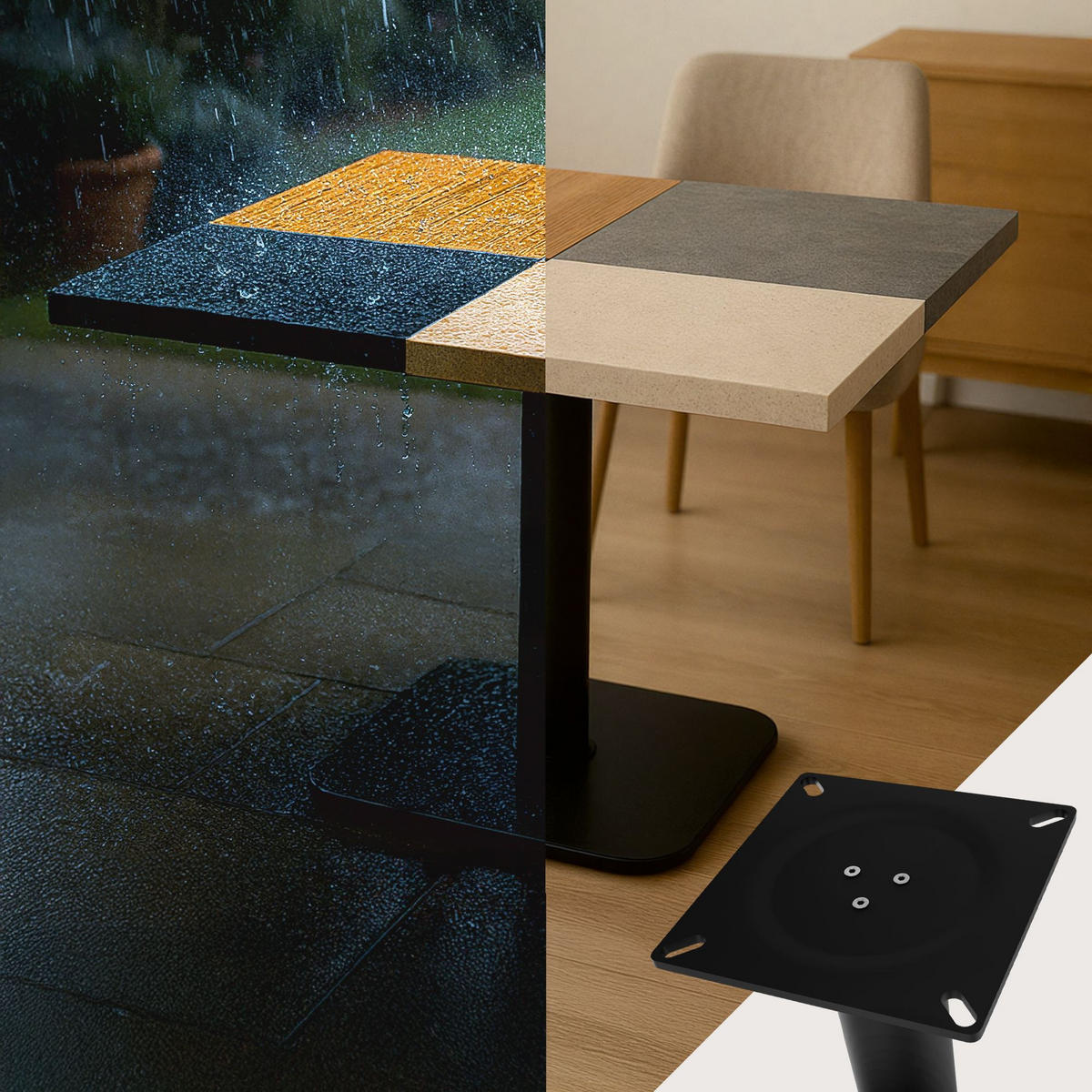 TISCHBEIN eckig 45/45/73 cm Metall Schwarz - Schwarz, Metall (45/73/45cm) - CLP