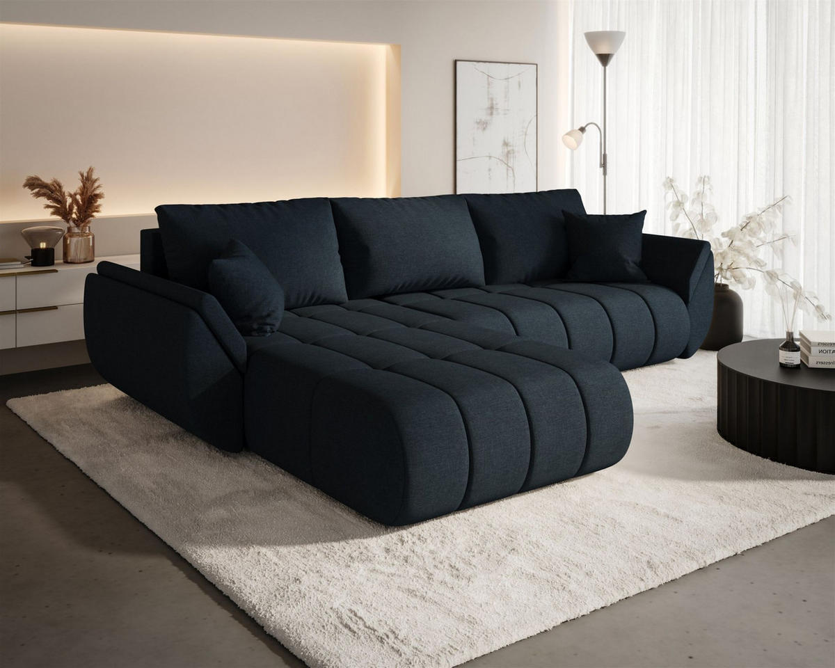 ECKSOFA Misato In Wind - Dunkelblau, Holzwerkstoff/Textil (175/280cm) - Fun Möbel